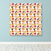 おもしろいカラフルかわいいジャングルビレッジサファリ動物園 キャンバスプリント (インサイチュ (ウッドフロア))