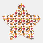 おもしろいカラフルかわいいジャングルビレッジサファリ動物園 星シール (正面)