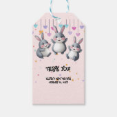 おもしろいカラフルかわいいホッパーズバニーベビーシャワー ギフトタグ (正面)