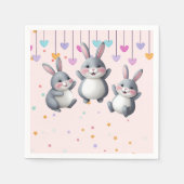 おもしろいカラフルかわいいホッパーズバニーベビーシャワー スタンダードカクテルナプキン (正面)