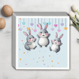 おもしろいカラフルかわいいホッパーズバニーベビーシャワー スタンダードカクテルナプキン
