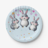 おもしろいカラフルかわいいホッパーズバニーベビーシャワー ペーパープレート (正面)