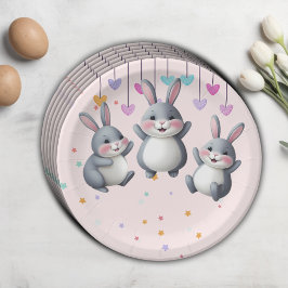 おもしろいカラフルかわいいホッパーズバニーベビーシャワー ペーパープレート