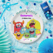 おもしろいカラフルかわいいモンスターラウンド ペーパープレート (パーティー)