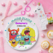 おもしろいカラフルかわいいモンスターラウンド ペーパープレート (パーティー)