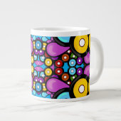 おもしろいカラフルかわいいレトロレコード万華鏡のように千変万化するパターンパーティー ジャンボコーヒーマグカップ (正面右)