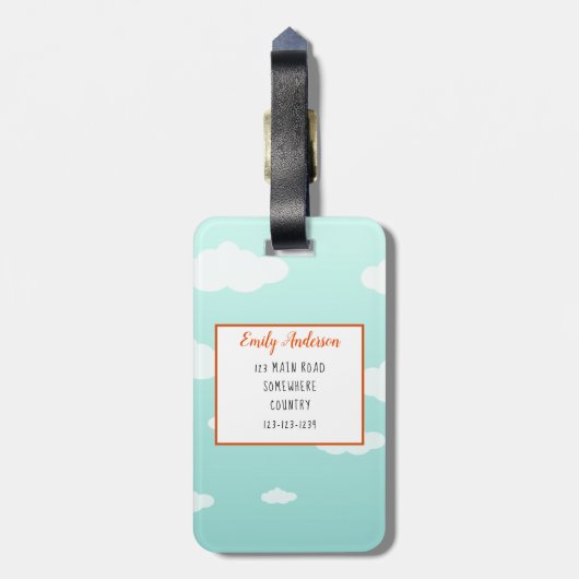 おもしろいカラフルかわいい鳥ホットエアバルーン夏 ラゲッジタグ (裏面縦)