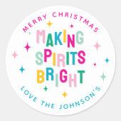 おもしろいカラフルがクリスマスを飾る ラウンドシール (正面)