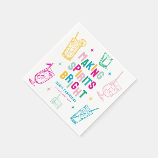 おもしろいカラフルが元気にクリスマス スタンダードカクテルナプキン (角)