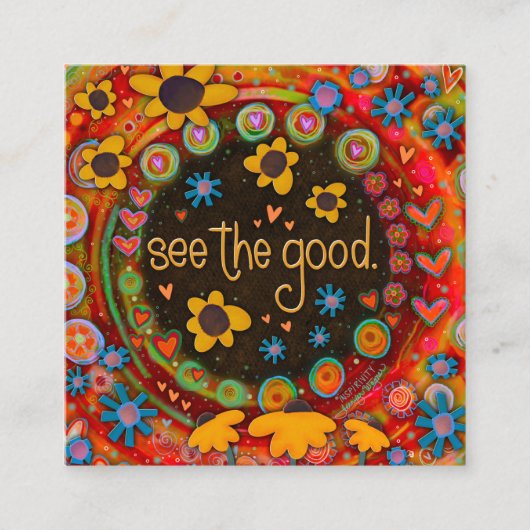 おもしろいカラフルが善意書をインスパイア見る スクエア名刺 (正面)