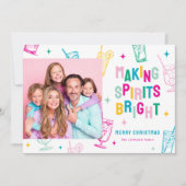 おもしろいカラフルでスピリッツが輝くフォトクリスマス シーズンカード (正面)