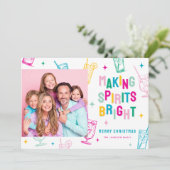 おもしろいカラフルでスピリッツが輝くフォトクリスマス シーズンカード (スタンド正面)