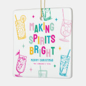 おもしろいカラフルでスピリッツが輝くフォトクリスマス セラミックオーナメント (左)