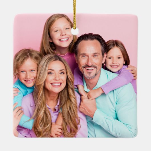 おもしろいカラフルでスピリッツが輝くフォトクリスマス セラミックオーナメント (裏面)