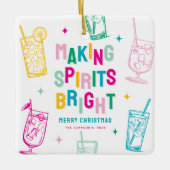 おもしろいカラフルでスピリッツが輝くフォトクリスマス セラミックオーナメント (正面)