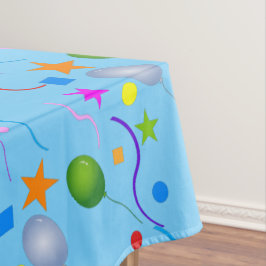 おもしろいカラフルとバルーンとライトブルーの星 テーブルクロス