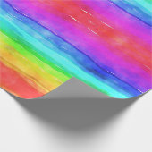 おもしろいカラフルとレインボーの水色 ラッピングペーパー (角)