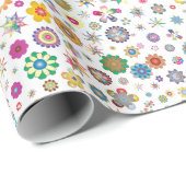おもしろいカラフルと花と星 ラッピングペーパー (ロールコーナー)