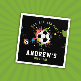 おもしろいカラフルのサッカーボールのスポーツ スタンダードカクテルナプキン