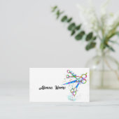 おもしろいカラフルのハサミは白でアートをカスタム作る 名刺 (スタンド正面)