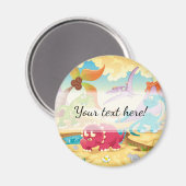 おもしろいカラフルの恐竜 マグネット (正面/裏面)