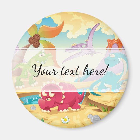 おもしろいカラフルの恐竜 マグネット (正面)