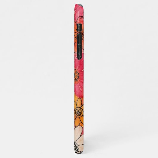 おもしろいカラフルの繊細な水彩花 iPhoneケース (左側)