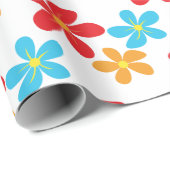 おもしろいカラフルの花（白） ラッピングペーパー (ロールコーナー)