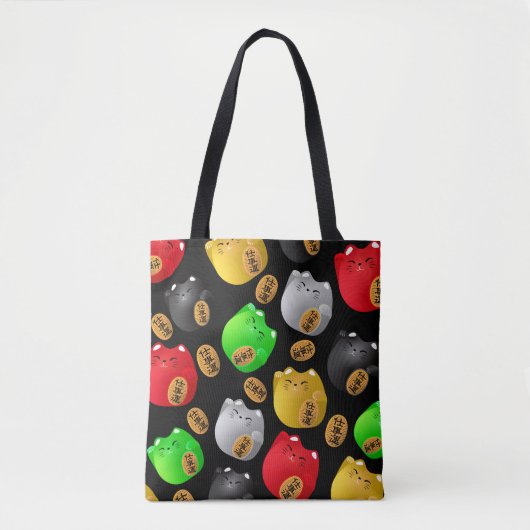 おもしろいカラフルの黒猫の模様 トートバッグ (正面)