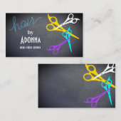 おもしろいカラフルはさみ美容師サロン灰色 名刺 (正面/裏面)