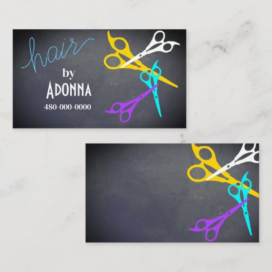 おもしろいカラフルはさみ美容師サロン灰色 名刺 (正面/裏面)