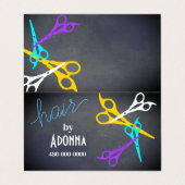 おもしろいカラフルはさみ美容師サロン灰色 名刺 (外部フラット)