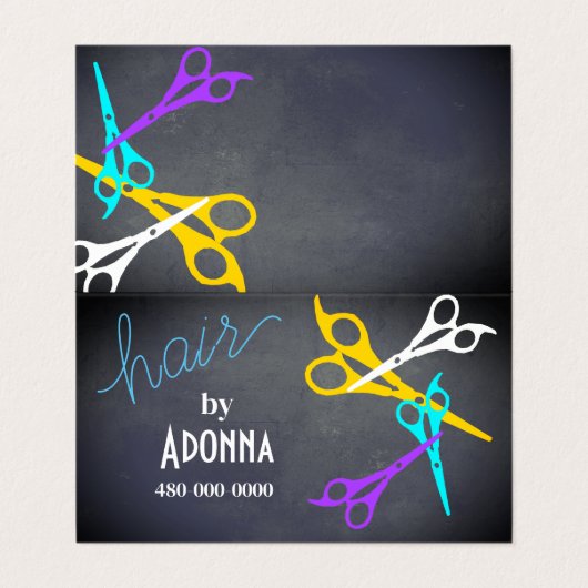 おもしろいカラフルはさみ美容師サロン灰色 名刺 (外部フラット)