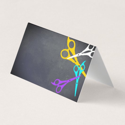 おもしろいカラフルはさみ美容師サロン灰色 名刺 (裏面)