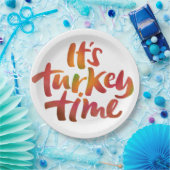 おもしろいカラフルは七面鳥の時感謝祭ディナー ペーパープレート (パーティー)