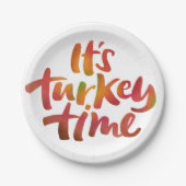 おもしろいカラフルは七面鳥の時感謝祭ディナー ペーパープレート (正面)