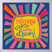 おもしろいカラフルは夢の引用文からインスパイア始める ポスター (正面)