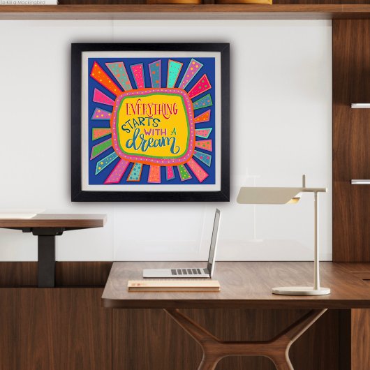 おもしろいカラフルは夢の引用文からインスパイア始める ポスター