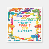 おもしろいカラフルをテーマにした恐竜ダニ スタンダードカクテルナプキン (正面)