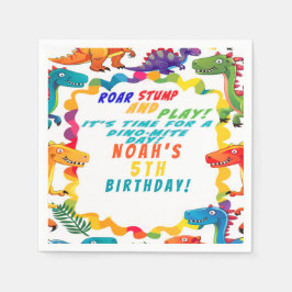 おもしろいカラフルをテーマにした恐竜ダニ スタンダードカクテルナプキン