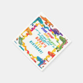 おもしろいカラフルをテーマにした恐竜ダニ スタンダードカクテルナプキン (角)