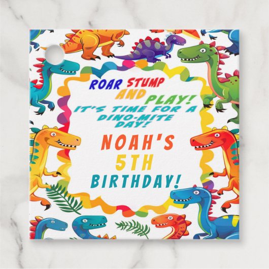 おもしろいカラフルをテーマにした恐竜ダニ フェイバータグ (正面)