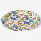 おもしろいカラフルをテーマにした恐竜ダニ ペーパープレート (アングル)