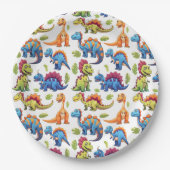 おもしろいカラフルをテーマにした恐竜ダニ ペーパープレート (正面)