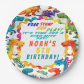 おもしろいカラフルをテーマにした恐竜ダニ ペーパープレート (正面)