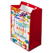 おもしろいカラフルをテーマにした恐竜ダニ ミディアムペーパーバッグ (正面アングル)