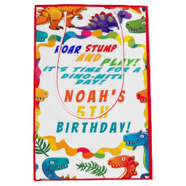 おもしろいカラフルをテーマにした恐竜ダニ ミディアムペーパーバッグ