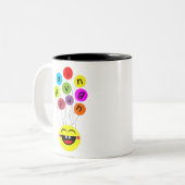 おもしろいカラフルを笑わせる笑い顔 ツートーンマグカップ (正面左)