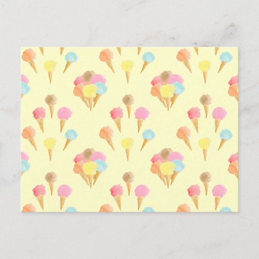 おもしろいカラフルアイスクリームコーンの黄色のパターン ポストカード (正面)