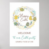 おもしろいカラフルイースターブランチ卵狩りウェルカムサイン ポスター (正面)